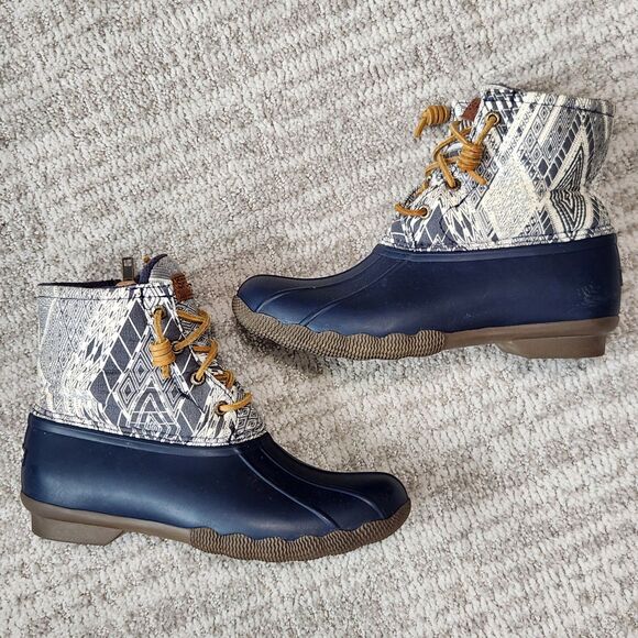 Sperry women's Saltwater rain boot duck boot blue size 6 - Picture 5 of 9